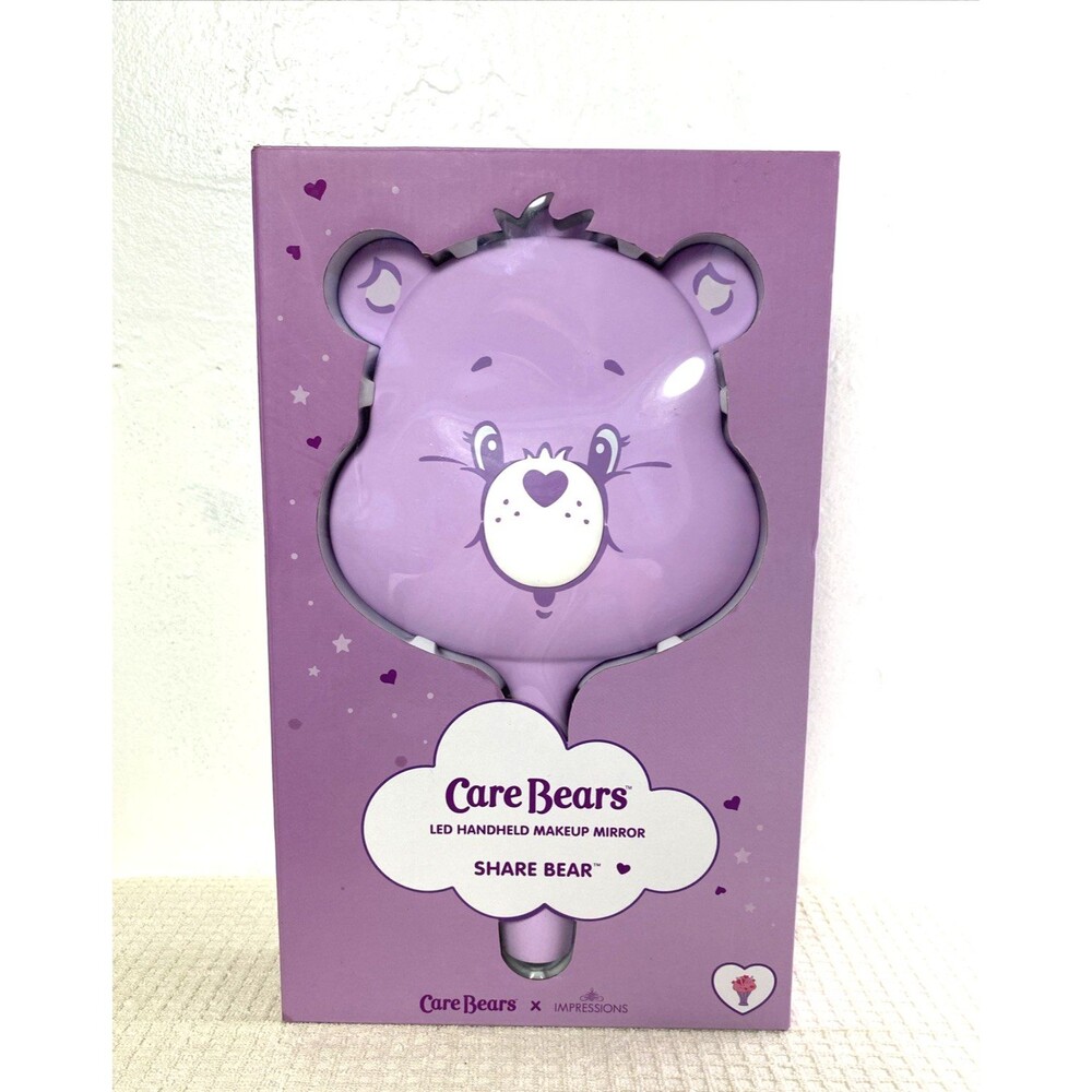 Care Bears Led Handheld Makeup Mirror Share Bear Purple White Vanity